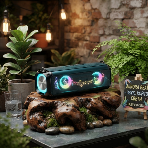 Преносима Bluetooth колонка – Безжичен високоговорител с LED светлини 4