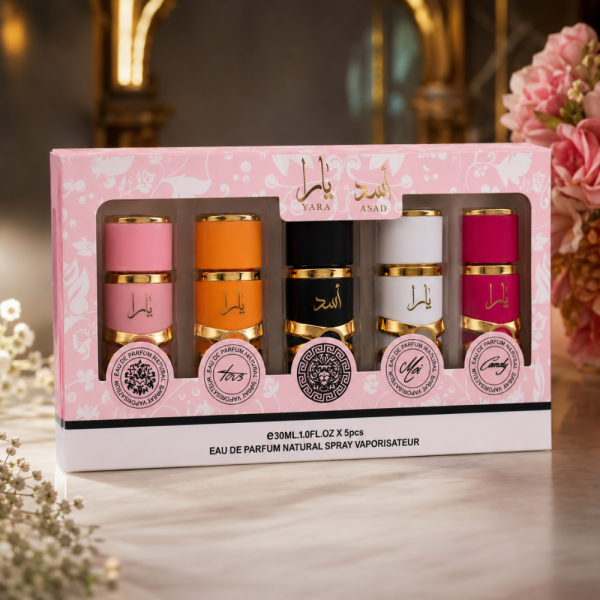 Комплект арабски парфюми 5 в 1 – Yara, Asad, Yara Moi, Yara Tous и Yara Candy, 5 × 30 мл Eau de Parfum 1