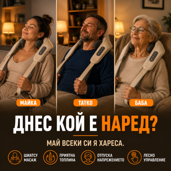 ✨ Shiatsu масажна яка за врат, шия и гръб с отопление 5