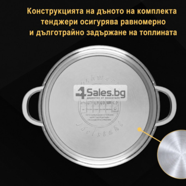 Комплект тенджери от неръждаема стомана, 8 части