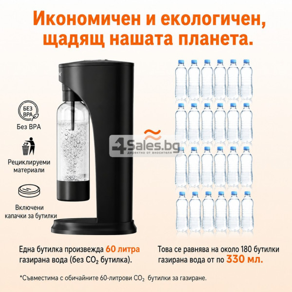 Уред за газирана вода с PET бутилка без BPA