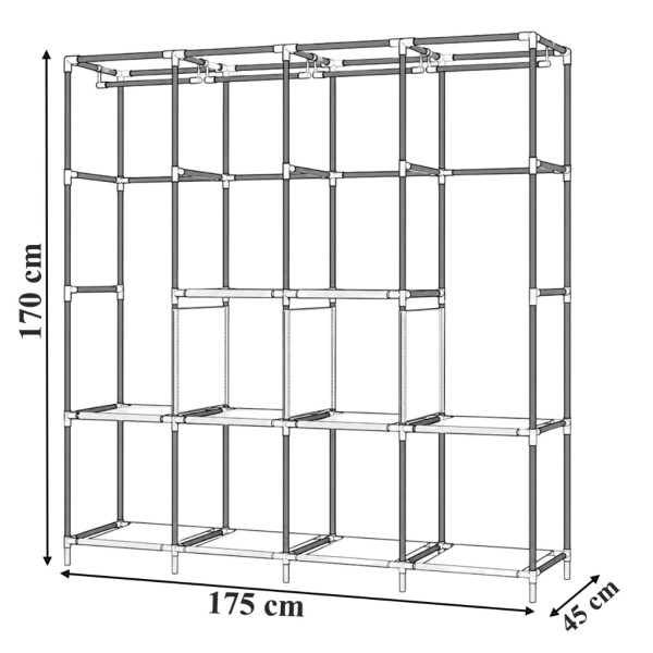 Сгъваем текстилен гардероб XXL 175x45x170 см – просторен, здрав и практичен 6