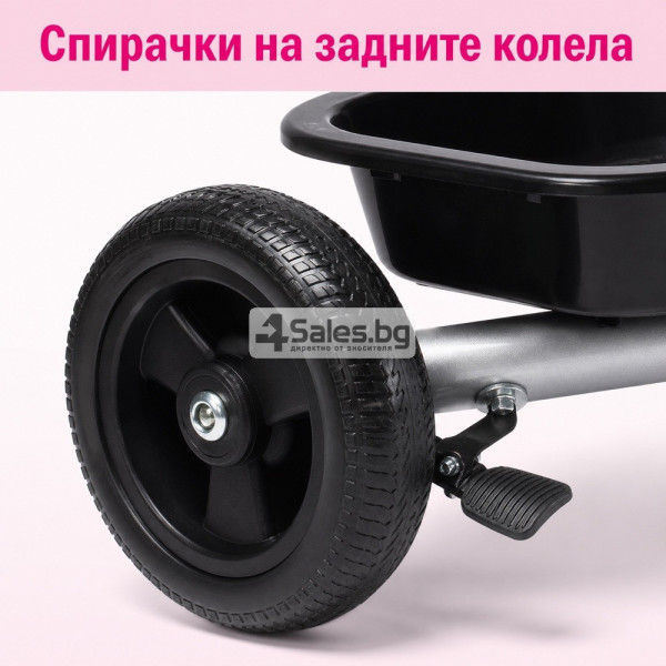 Розова детска триколка с въртяща се седалка и сенник 7