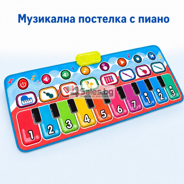 Музикална постелка за танци с пиано и инструменти 130 × 48 см
