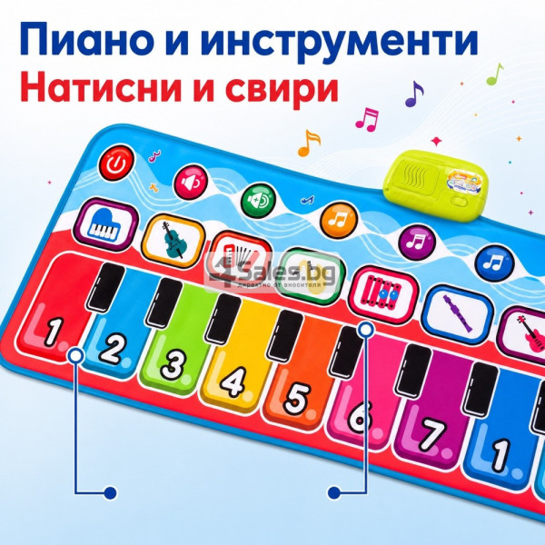 Музикална постелка за танци с пиано и инструменти 130 × 48 см 3