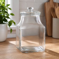 Стъклен квадратен буркан с капак 3.3 L