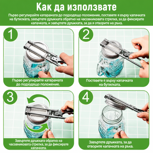 Регулируем отварач за буркани и капачки