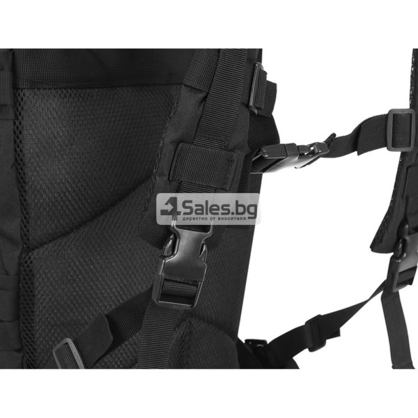Тактическа военна раница 35L – водоустойчива туристическа раница с 5 отделения, черна