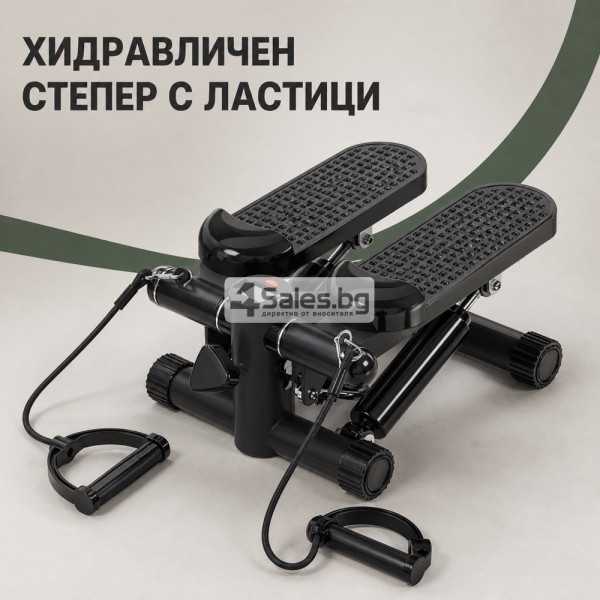 ️ Хидравличен степер с ластици и LCD брояч, черен