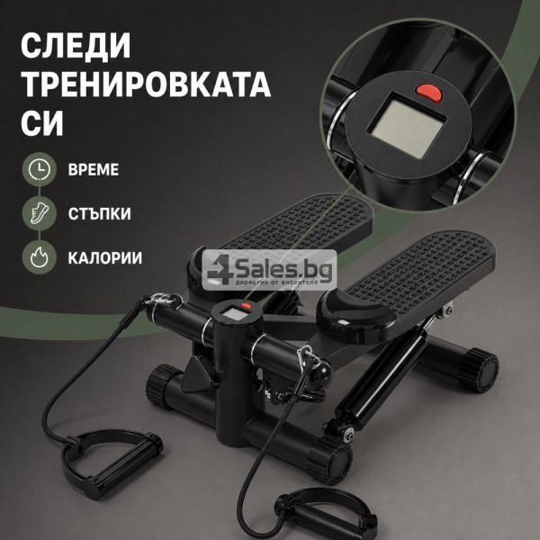 ️ Хидравличен степер с ластици и LCD брояч, черен 3