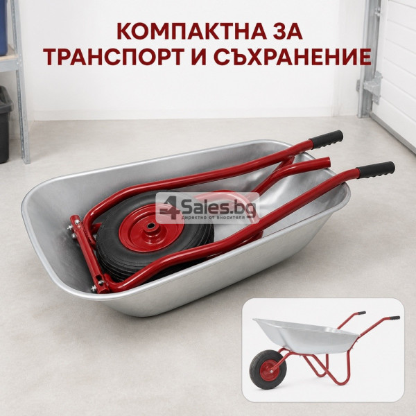 ️ Поцинкована градинска количка 80/120 L, 100 kg 5