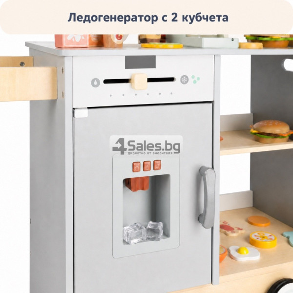 Детски дървен магазин и фуудтрак с ледогенератор и аксесоари 7