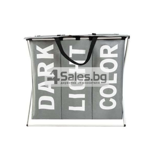 Сгъваем кош за пране с 3 отделения и капак, 130 l 7