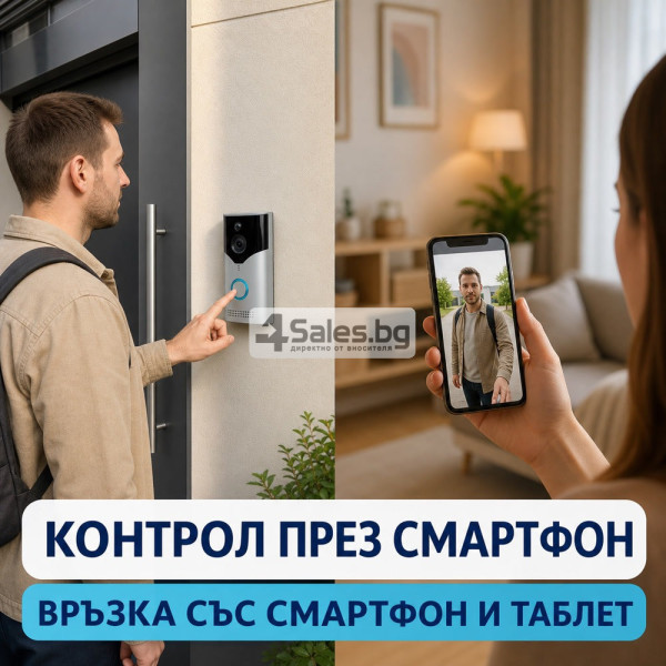 Безжичен Wi-Fi видеозвънец с камера, нощно виждане и PIR 4