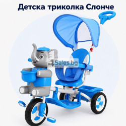 Детска триколка Слонче със сенник и родителска дръжка, синя