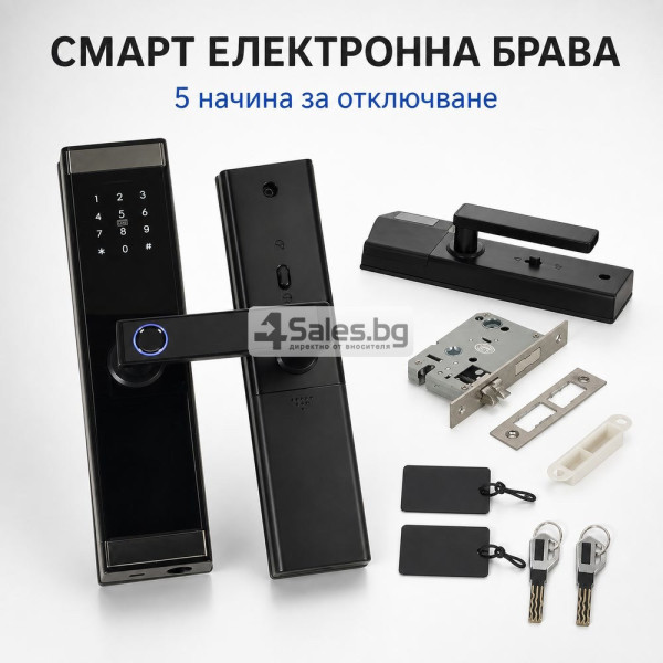 Смарт електронна брава за врата с код, отпечатък, карта и Bluetooth 1