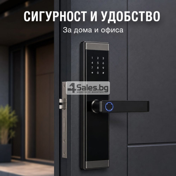 Смарт електронна брава за врата с код, отпечатък, карта и Bluetooth 2