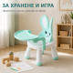 Детско столче с масичка за хранене и игра, ментово, зайче 8