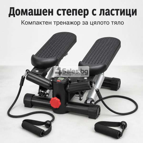 Домашен степер с ластици, LCD дисплей и регулиране 1