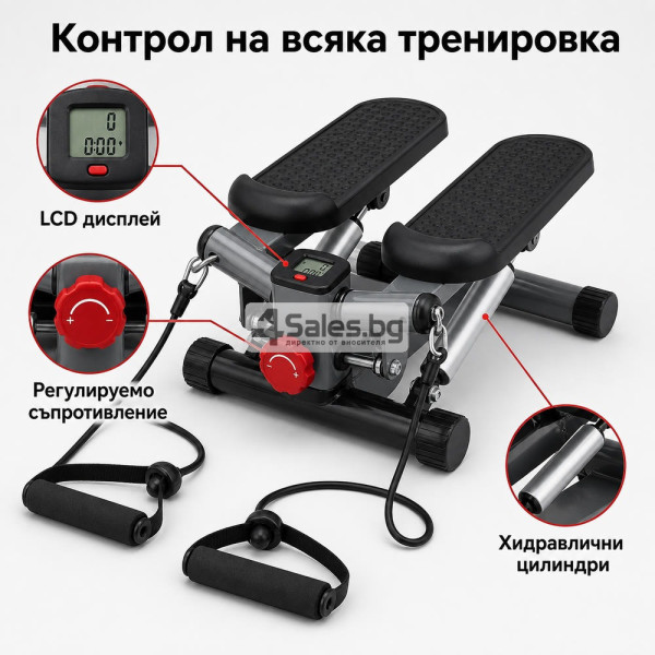 Домашен степер с ластици, LCD дисплей и регулиране 3