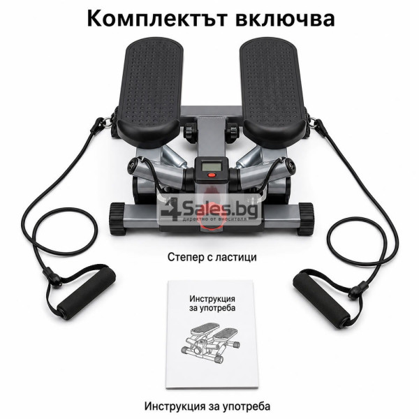 Домашен степер с ластици, LCD дисплей и регулиране 5
