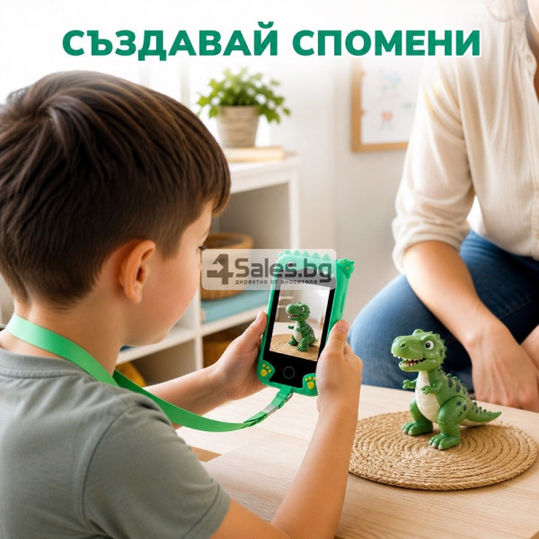 Детски смарт телефон с камера и 8 GB карта – зелен динозавър 4