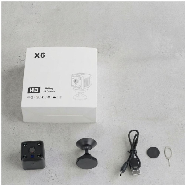 Мини безжична Wi-Fi IP камера X6 Full HD 1080P с нощно виждане и детектор за движение