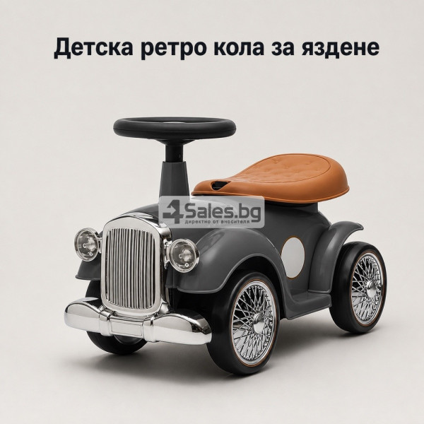 Детска ретро кола за яздене Baby Mix, сива 2