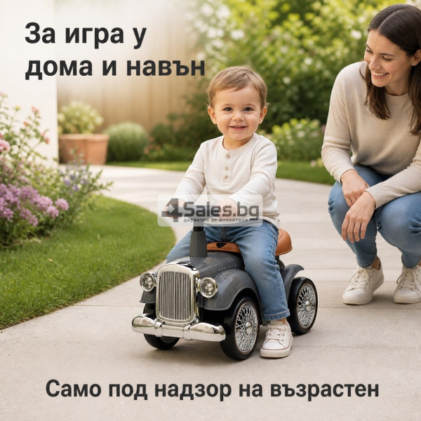 Детска ретро кола за яздене Baby Mix, сива 5