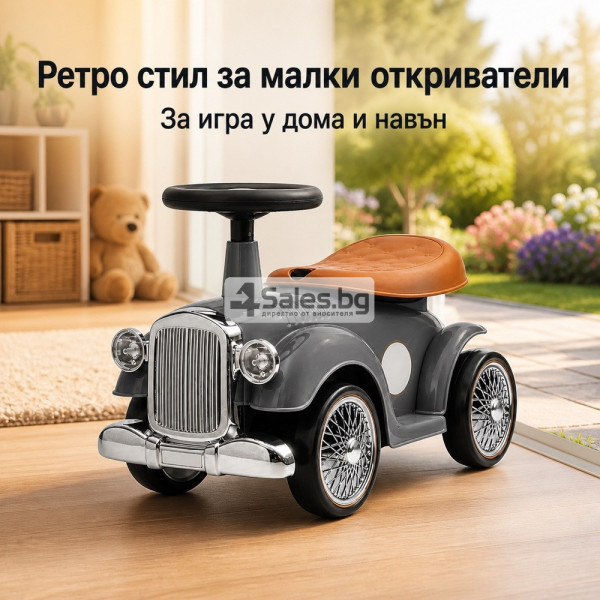 Детска ретро кола за яздене Baby Mix, сива 1