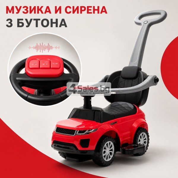 Детска кола за яздене 3 в 1 Baby Mix с родителска дръжка, червена 4