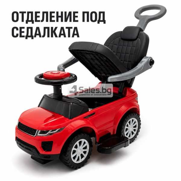 Детска кола за яздене 3 в 1 Baby Mix с родителска дръжка, червена 8