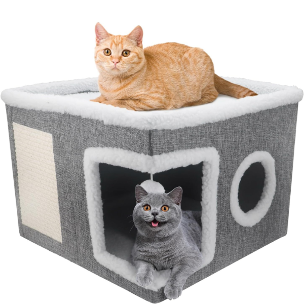 Котешка къщичка 2 в 1 с драскалка и легло 6