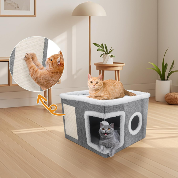 Котешка къщичка 2 в 1 с драскалка и легло