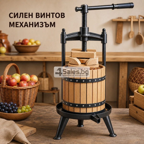 Ръчна винтова преса за плодове 12 l 4