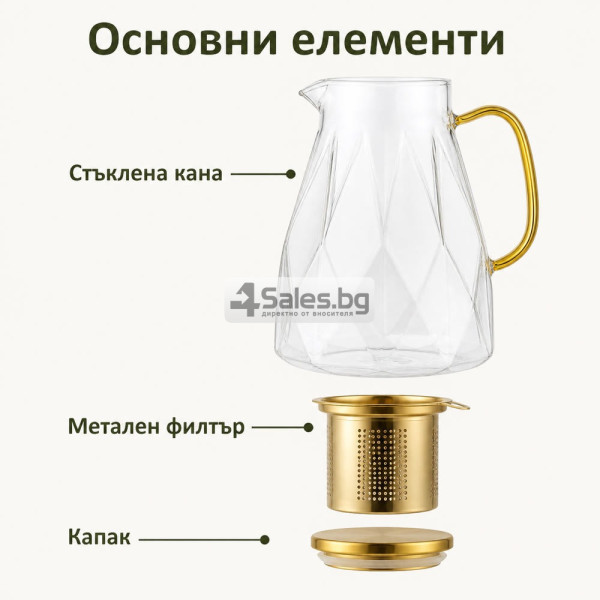 Стъклена кана DIAPOUR с метален филтър 6
