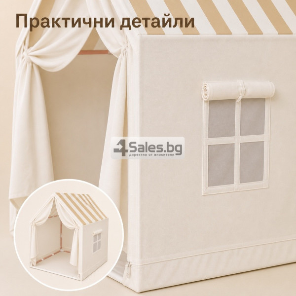 Детска сгъваема къщичка-палатка - уютно място за игра и приключения, 100×120×130 см 2