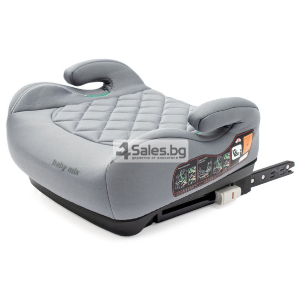 Повдигаща детска седалка за кола с ISOFIX i-Size 125–150 см – Сива, комфортна и сигурна