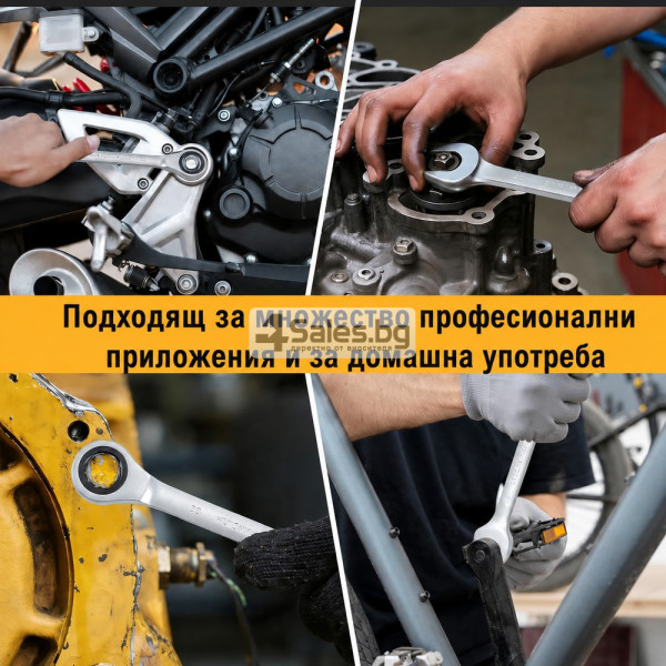 Комплект 22 тресчотни гаечни ключа 6–32 мм с 72-зъбен механизъм и куфар 4