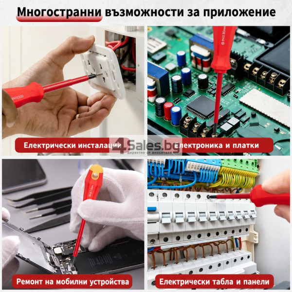 Професионален комплект 11 изолирани отвертки с магнитни върхове и куфар – CR-V стомана