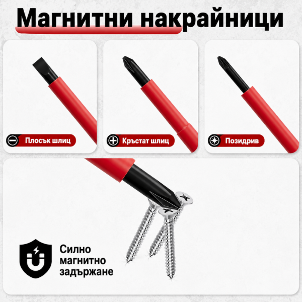Професионален комплект 11 изолирани отвертки с магнитни върхове и куфар – CR-V стомана 7