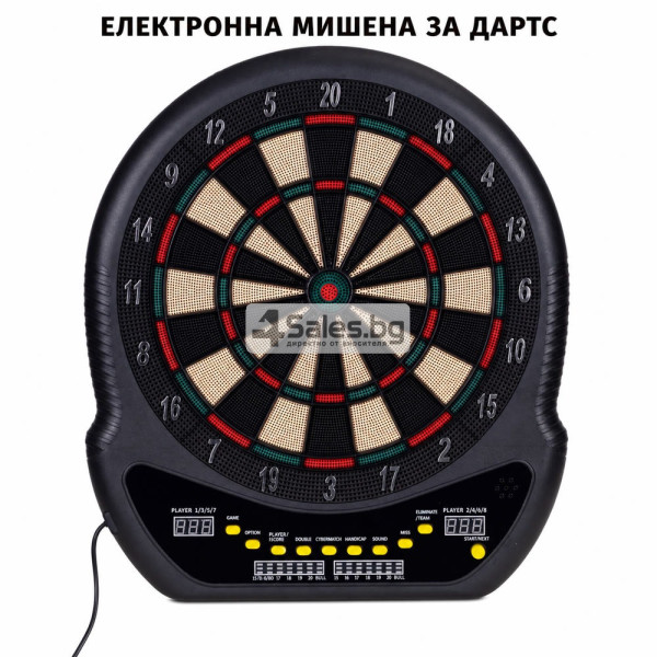 Електронна мишена за дартс 48 см с 27 игри, 202 режима и 12 стрелички – за до 8 играчи 1