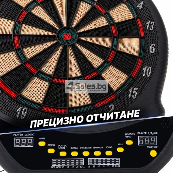 Електронна мишена за дартс 48 см с 27 игри, 202 режима и 12 стрелички – за до 8 играчи 7