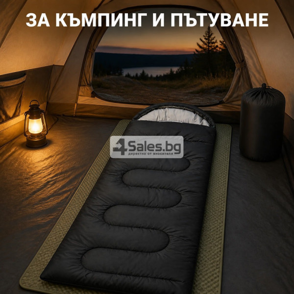 Туристически спален чувал 2 в 1 с качулка, 210 × 75 см