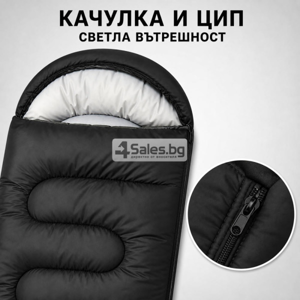 Туристически спален чувал 2 в 1 с качулка, 210 × 75 см 10