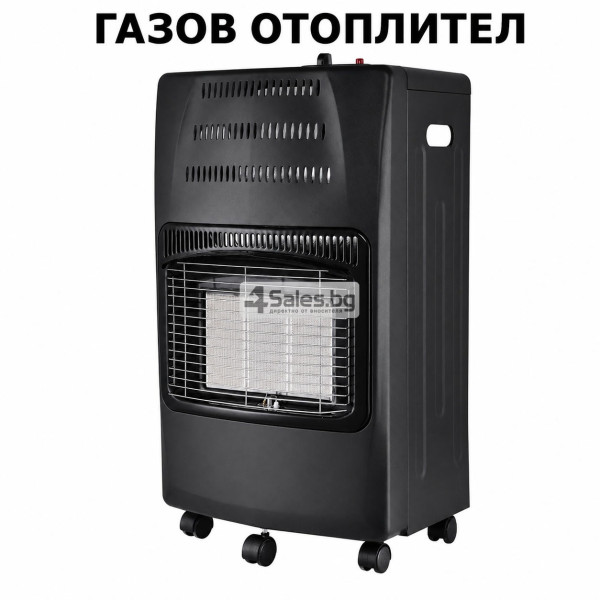 Сгъваем газов отоплител 4200W с 3 степени, керамичен нагревател и колелца 1
