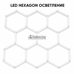 LED хексагонално осветление за гараж и работилница 280W, 6500K, 257.6×244.4 см, 35 LED панела, IP54