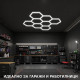 LED хексагонално осветление за гараж и работилница 280W, 6500K, 257.6×244.4 см, 35 LED панела, IP54 4