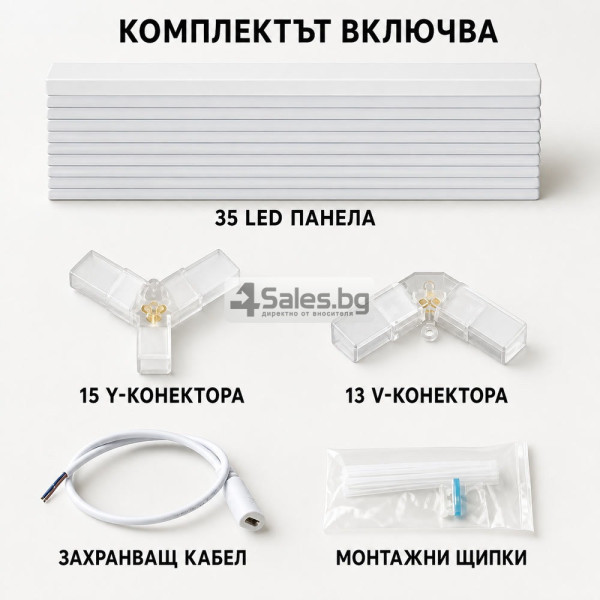 LED хексагонално осветление за гараж и работилница 280W, 6500K, 257.6×244.4 см, 35 LED панела, IP54 5