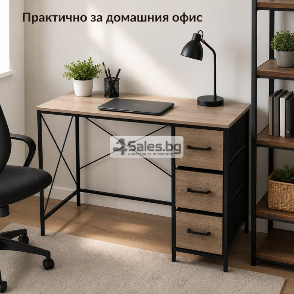 ️ Индустриално бюро с 3 текстилни чекмеджета 5